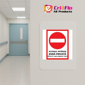Indicator Accesul interzis zona privata obiectiv supravegheat video, Sticker autocolant - Img 5