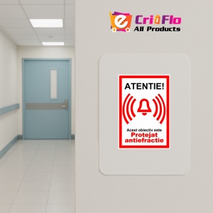Indicator Atentie acest obiectiv este protejat antiefractie, Sticker autocolant - Img 5