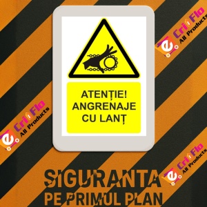 Indicator Atentie angrenaje cu lant indicator de avertizare, Sticker autocolant - Img 3