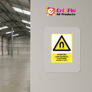 Indicator Atentie camp magnetic caution magnetic field, Sticker autocolant - Img 4