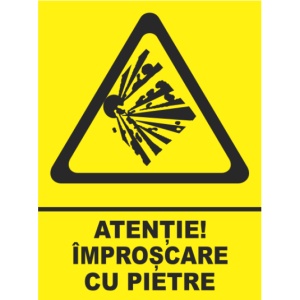 Indicator Atentie improscare cu pietre, Sticker autocolant