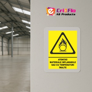 Indicator Atentie materiale inflamabile sau cu temperaturi inalte, Sticker autocolant - Img 4