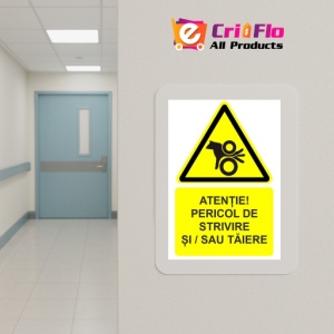 Indicator Atentie pericol de strivire si sau taiere indicator de avertizare, Sticker autocolant - Img 5