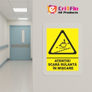 Indicator Atentie scara rulanta in miscare, Sticker autocolant - Img 5