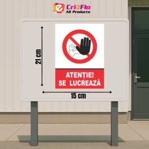 Indicator Atentie se lucreaza (6), Sticker autocolant - Img 2