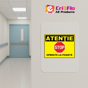 Indicator Atentie stop opreste la poarta, Sticker autocolant - Img 5