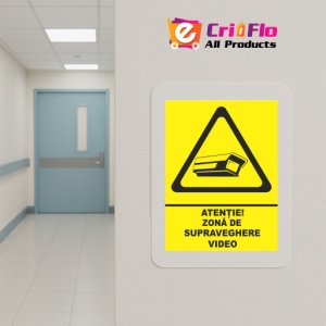 Indicator Atentie zona de supraveghere video, Sticker autocolant - Img 5