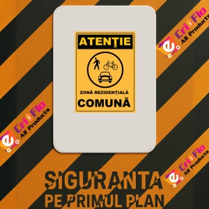 Indicator Atentie zona rezidentiala comuna, Sticker autocolant - Img 3