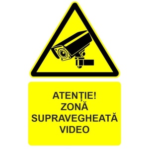 Indicator Atentie zona supravegheata video indicator de avertizare, Sticker autocolant