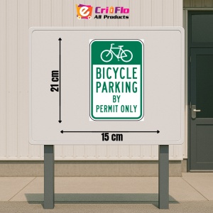 Indicator Bicycle Parking By Permit Only Sign, Sticker autocolant - Img 2