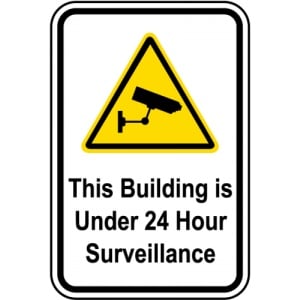 Indicator Building Under 24HR Surveillance Sign, Sticker autocolant