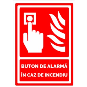 Indicator Buton de alarma in caz de incendiu, Sticker autocolant