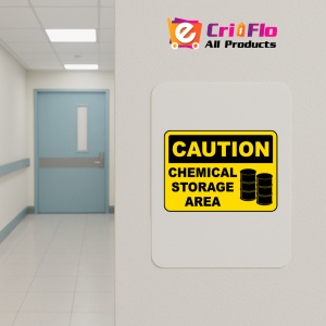 Indicator Caution Chemical Storage Area Sign, Sticker autocolant - Img 4