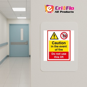Indicator Caution in the event of fire do not use this lift signs, Sticker autocolant - Img 5