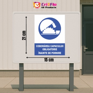 Indicator Coborarea capacului obligatorie inainte de pornire, Sticker autocolant - Img 2