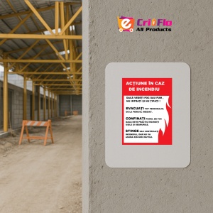 Indicator Cu instructiuni in caz de incendiu evacuare confirmati si stingere, Sticker autocolant - Img 5