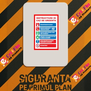 Indicator Cu instructiuni in caz de urgenta, Sticker autocolant - Img 3