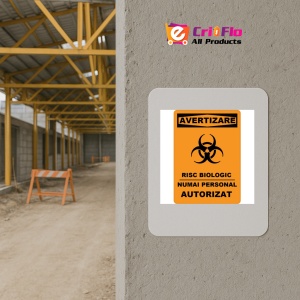 Indicator De avertizare risc biologic numai personal autorizat, Sticker autocolant - Img 5