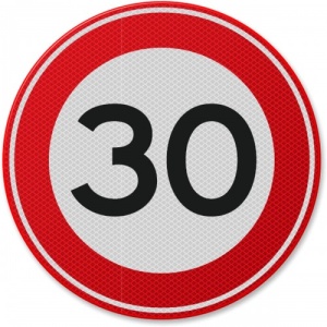 Indicator de circulatie 30 km, Sticker autocolant