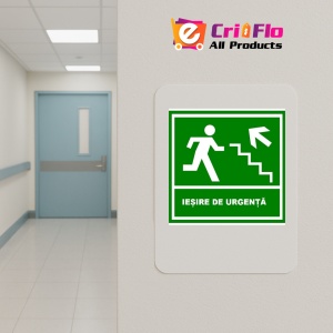 Indicator De iesire de urgenta scari cu sageata in dreapta sus, Sticker autocolant - Img 4
