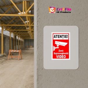 Indicator De informare atentie zona supravegheata video, Sticker autocolant - Img 5