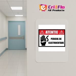 Indicator De interzicere atentie pericol de electrocutare, Sticker autocolant - Img 4