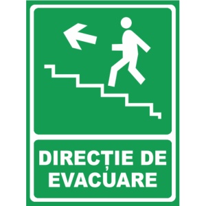 Indicator Directie de evacuare urcare stanga, Sticker autocolant