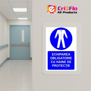 Indicator Echiparea obligatorie cu haine de protectie indicator de obligativitate, Sticker autocolant - Img 5