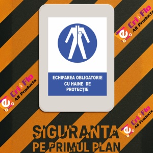 Indicator Echiparea obligatorie cu haine de protectie, Sticker autocolant - Img 3