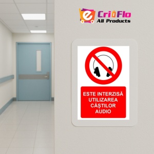 Indicator Este interzisa utilizarea castilor audio indicator de interzicere, Sticker autocolant - Img 5