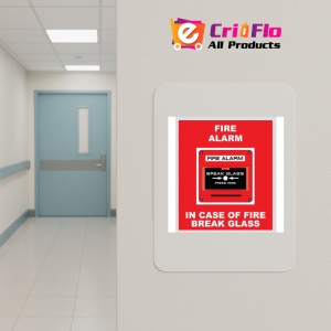 Indicator Fire alarm break glass press here fire sign, Sticker autocolant - Img 4