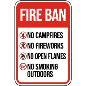 Indicator Fire Ban Sign, Sticker autocolant
