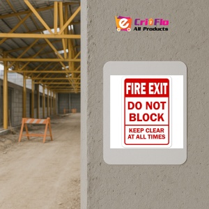 Indicator Fire exit do not block keep clear at all times sign, Sticker autocolant - Img 5