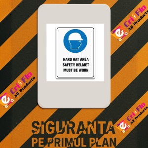 Indicator HARD HAT SIGNS for AREA SAFETY HELMET MUST BE WORN, Sticker autocolant - Img 2