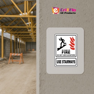 Indicator In Case of Fire Use Stairs, Sticker autocolant - Img 5