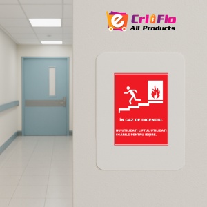 Indicator In caz de incendiu nu utilizati liftul utilizati scarile, Sticker autocolant - Img 4