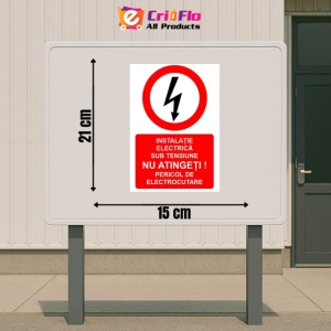 Indicator Instalatie electrica sub tensiune nu atingeti pericol de electrocutare indicator de interzicere, Sticker autocolant - Img 2