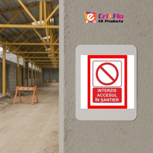 Indicator Interzis accesul in santier, Sticker autocolant - Img 5