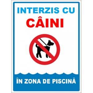 Indicator Interzis cu caini in zona de piscina, Sticker autocolant