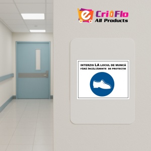 Indicator Interzis la locul de munca fara incaltaminte de protectie, Sticker autocolant - Img 4