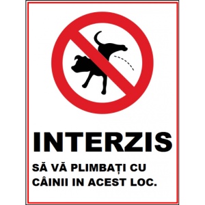 Indicator Interzis sa va plimbati cu cainii in acest loc, Sticker autocolant