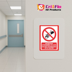 Indicator Interzis stingerea cu apa do not extinguish with water, Sticker autocolant - Img 4