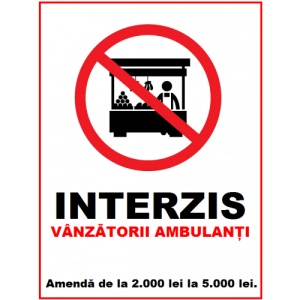 Indicator Interzis vanzatorii ambulanti, Sticker autocolant