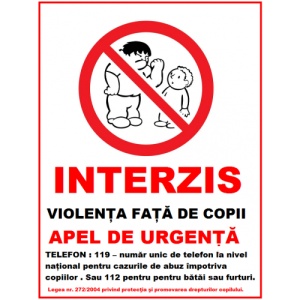Indicator Interzis violenta fata de copii, Sticker autocolant