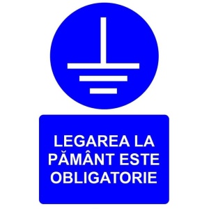 Indicator Legarea la pamant este obligatorie indicator de obligativitate, Sticker autocolant
