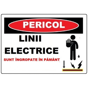 Indicator Linii electrice sunt ingropate in pamant, Sticker autocolant