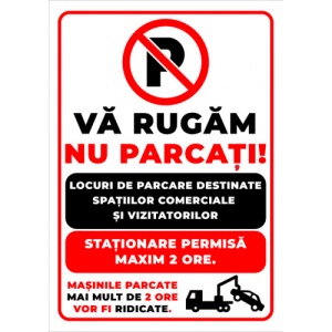 Indicator Locuri de Parcare Destinate Spatiilor Comerciale si Vizitatorilor, Sticker autocolant