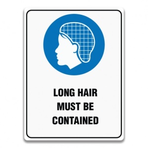 Indicator LONG HAIR MUST BE CONTAINED SIGN, Sticker autocolant