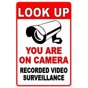 Indicator Look up you are on camera recorded video surveillance, Sticker autocolant