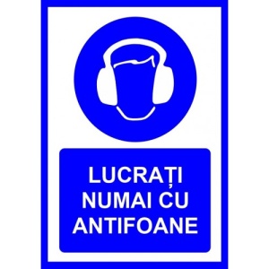 Indicator Lucrati numai cu antifoane, Sticker autocolant